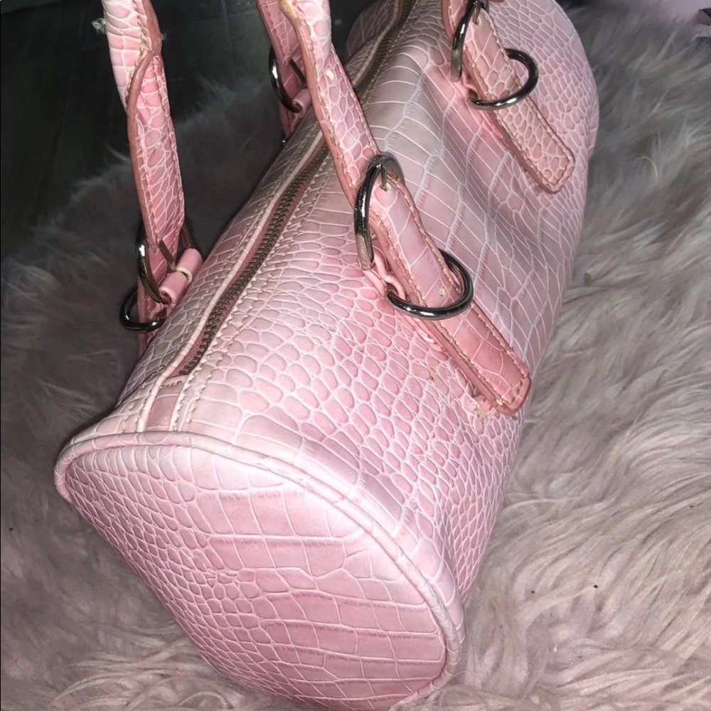 baby pink snakeskin bag